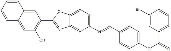 4-({[2-(3-hydroxy-2-naphthyl)-1,3-benzoxazol-5-yl]imino}methyl)phenyl 3-bromobenzoate Structure