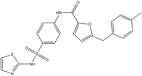 5-(4-methylbenzyl)-N-{4-[(1,3-thiazol-2-ylamino)sulfonyl]phenyl}-2-furamide 구조식 이미지