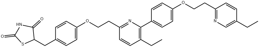 5-[[4-[2-[5-ethyl-6-[4-[2-(5-ethylpyridin-2-yl)ethoxy]phenyl]pyridin-2-yl]ethoxy]phenyl]methyl]-1,3-thiazolidine-2,4-dione Structure
