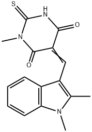5-[(1,2-dimethyl-1H-indol-3-yl)methylene]-1-methyl-2-thioxodihydro-4,6(1H,5H)-pyrimidinedione 구조식 이미지