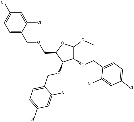 Methyl 2,3,5-tris-O-(2,4-dichlorobenzyl)-D-ribofuranoside Structure