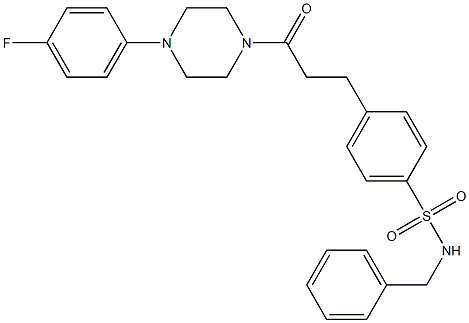 N-benzyl-4-{3-[4-(4-fluorophenyl)-1-piperazinyl]-3-oxopropyl}benzenesulfonamide 구조식 이미지