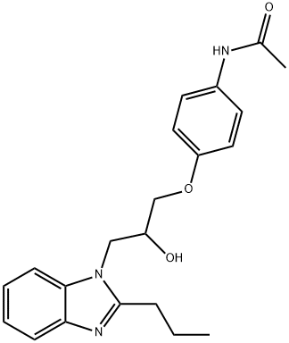 N-{4-[2-hydroxy-3-(2-propyl-1H-benzimidazol-1-yl)propoxy]phenyl}acetamide 구조식 이미지