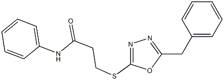 3-[(5-benzyl-1,3,4-oxadiazol-2-yl)sulfanyl]-N-phenylpropanamide 구조식 이미지