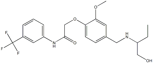 2-[4-({[1-(hydroxymethyl)propyl]amino}methyl)-2-methoxyphenoxy]-N-[3-(trifluoromethyl)phenyl]acetamide 구조식 이미지