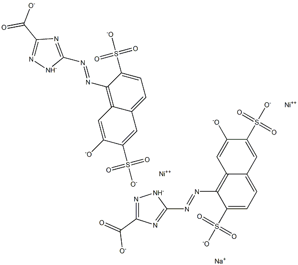 dinickel(2+) sodium bis(3-carboxy-5-[(E)-2-(7-oxido-2,6-disulfonaphthalen-1-yl)diazen-1-yl]-1H-1,2,4-triazol-1-ide) Structure