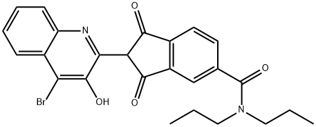 2-(4-bromo-3-hydroxyquinolin-2-yl)-1,3-dioxo-N,N-dipropyl-2,3-dihydro-1H-indene-5-carboxamide Structure