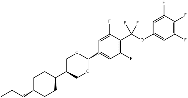 Trans-2-{4-[difluoro(3,4,5-trifluorophenoxy)methyl]-3,5-difluorophenyl}-5-(trans-4-propylcyclohexyl)-1,3-dioxane Structure