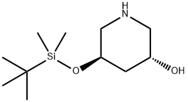 3-Piperidinol, 5-[[(1,1-dimethylethyl)dimethylsilyl]oxy]-, (3R,5R)- 구조식 이미지