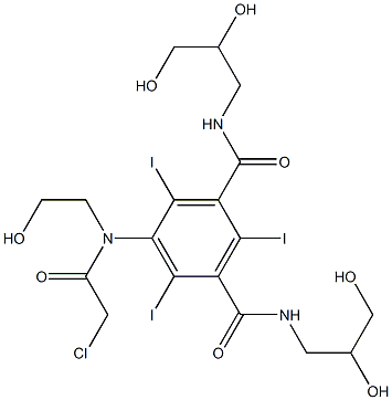 5-[2-chloro-N-(2-hydroxyethyl)acetamido]-N1,N3-bis(2,3-dihydroxypropyl)-2,4,6-triiodobenzene-1,3-dicarboxamide 구조식 이미지