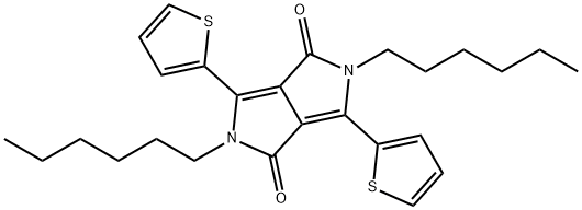 2,5-dihexyl-3,6-di(thiophen-2-yl)pyrrolo[3,4-c] pyrrole-1,4(2H,5H)-dione 구조식 이미지