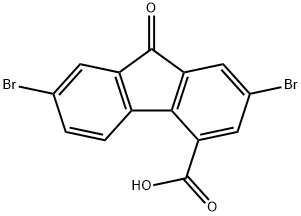 9H-Fluorene-4-carboxylic acid, 2,7-dibromo-9-oxo 구조식 이미지