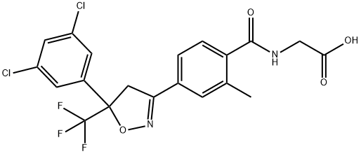 2-(4-(5-(3, 5-dichlorophenyl)-5-(trifluoromethyl)-4, 5-dihydroisoxazol-3-yl)-2-methylbenzamido )acetic acid Structure