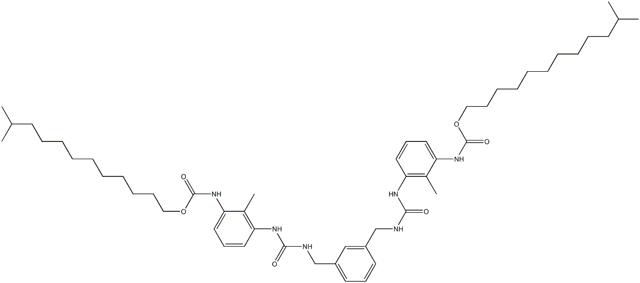 Carbamic acid, [1,3-phenylenebis[methyleneiminocarbonylimino(methyl-3,1-phenylene)]]bis-, diisotridecyl ester Structure