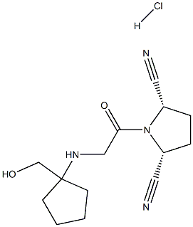 1-[[[(1-Hydroxymethyl)cyclopentyl]amino]acetyl]-2,5-cis-pyrrolidinedicarbonitrile hydrochloride 구조식 이미지