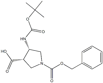 (3S,4S)-1-((benzyloxy)carbonyl)-4-((tert-butoxycarbonyl)amino)pyrrolidine-3-carboxylic acid Structure