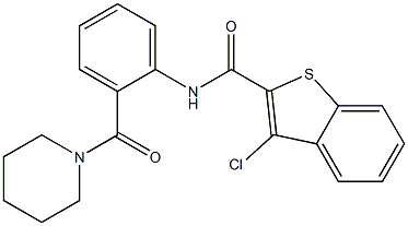 3-chloro-N-[2-(1-piperidinylcarbonyl)phenyl]-1-benzothiophene-2-carboxamide 구조식 이미지