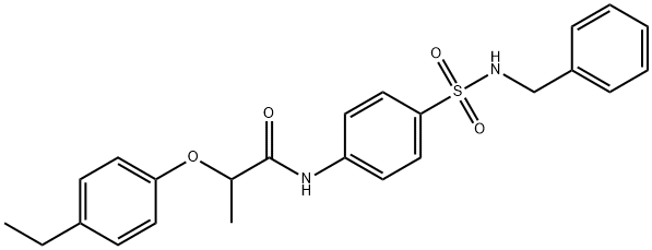 N-{4-[(benzylamino)sulfonyl]phenyl}-2-(4-ethylphenoxy)propanamide 구조식 이미지