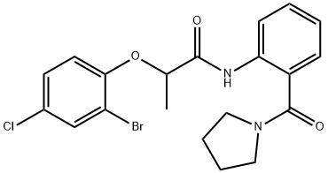 2-(2-bromo-4-chlorophenoxy)-N-[2-(1-pyrrolidinylcarbonyl)phenyl]propanamide Structure