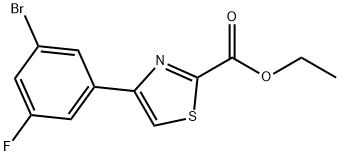 2-Thiazolecarboxylic acid, 4-(3-bromo-5-fluorophenyl)-, ethyl ester 구조식 이미지