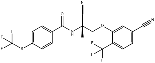 N-{(1R)-1-cyano-2-[5-cyano-2-(trifluoromethyl)phenoxy]-1-methylethyl}-4-[(trifluoromethyl)thio]benzamide Structure