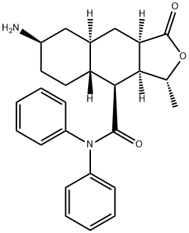 (3R,3aS,4S,4aR,7R,8aR,9aR)-7-Amino-3-methyl-1-oxo-N,N-diphenyldodecahydronaphtho[2,3-c]furan-4-carboxamide 구조식 이미지