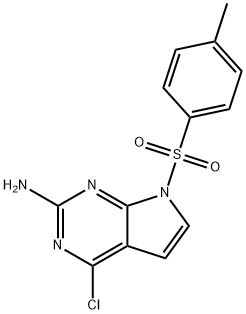 4-chloro-7-(4-methylphenyl)sulfonylpyrrolo[2,3-d]pyrimidin-2-amine 구조식 이미지