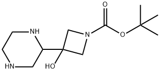 tert-butyl 3-hydroxy-3-(piperazin-2-yl)azetidine-1-carboxylate Structure