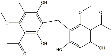 Ethanone, 1-[3-[(3-acetyl-2,6-dihydroxy-4-methoxy-5-methylphenyl)methyl]-4,6-dihydroxy-2-methoxyphenyl]-, (+)- Structure