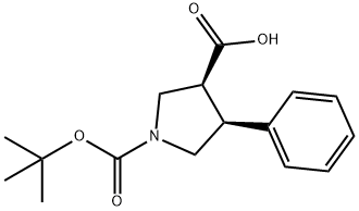(3S,4S)-1-[(2-methylpropan-2-yl)oxycarbonyl]-4-phenylpyrrolidine-3-carboxylic acid Structure