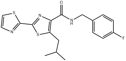 N-(4-fluorobenzyl)-5-isobutyl-2,2'-bithiazole-4-carboxamide Structure