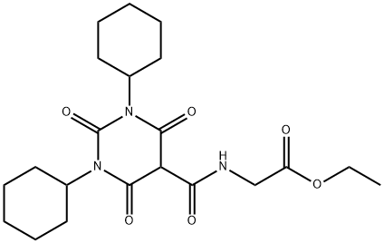 [(1,3-Dicyclohexyl-2,4,6-trioxo-hexahydro-pyrimidine-5-carbonyl)-amino]-acetic acid ethyl ester 구조식 이미지