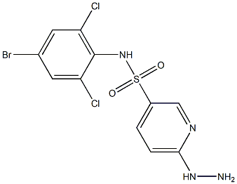 N-(4-bromo-2,6-dichlorophenyl)-6-hydrazinylpyridine-3-sulfonamide 구조식 이미지