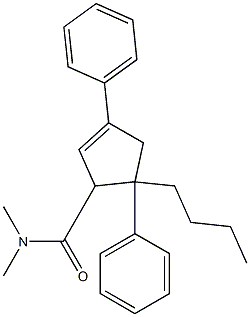 5-butyl-N,N-dimethyl-3,5-diphenylcyclopent-2-enecarboxamide Structure