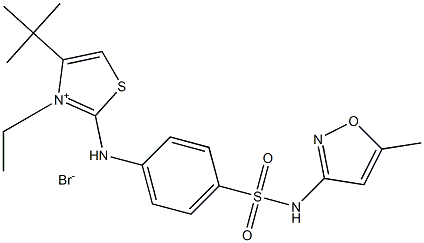 4-(tert-butyl)-3-ethyl-2-(4-{[(5-methylisoxazol-3-yl)amino]sulfonyl}anilino)-1,3-thiazol-3-ium bromide Structure