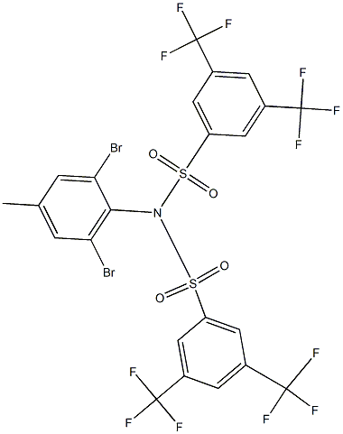 N-{[3,5-bis(trifluoromethyl)phenyl]sulfonyl}-N-(2,6-dibromo-4-methylphenyl)-3,5-bis(trifluoromethyl)benzenesulfonamide 구조식 이미지