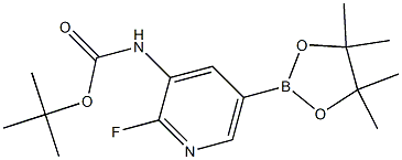 [2-Fluoro-5-(4,4,5,5-tetramethyl-[1,3,2]dioxaborolan-2-yl)-pyridin-3-yl]-carbamic acid tert-butyl ester 구조식 이미지