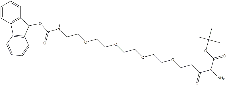 15-(9-Fluorenyloxycarbonyl)amino-4,7,10,13-tetraoxa-pentadecanoyl-N-(t-butyloxycarbonyl)hydrazid 구조식 이미지