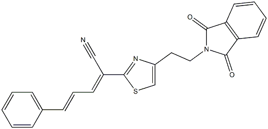 (2E,4E)-2-{4-[2-(1,3-dioxo-1,3-dihydro-2H-isoindol-2-yl)ethyl]-1,3-thiazol-2-yl}-5-phenyl-2,4-pentadienenitrile 구조식 이미지