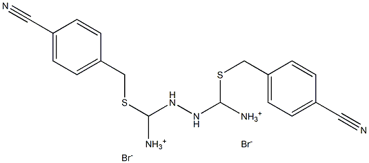 4-({[ammonio(2-{ammonio[(4-cyanobenzyl)thio]methyl}hydrazino)methyl]thio}methyl)benzonitrile dibromide Structure