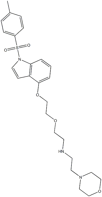 2-[2-({1-[(4-methylphenyl)sulfonyl]-1H-indol-4-yl}oxy)ethoxy]-N-(2-morpholinoethyl)-1-ethanamine 구조식 이미지