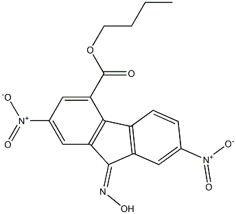 butyl 9-hydroxyimino-2,7-dinitro-9H-fluorene-4-carboxylate 구조식 이미지