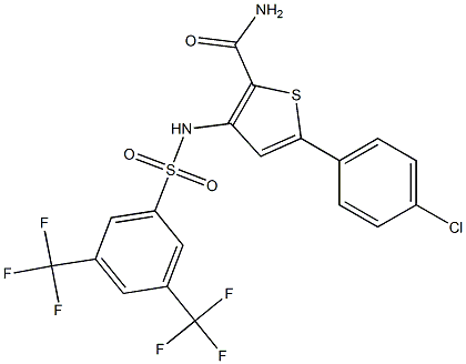 5-(4-chlorophenyl)-3-({[3,5-di(trifluoromethyl)phenyl]sulfonyl}amino)thiophene-2-carboxamide 구조식 이미지