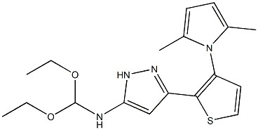 N-(diethoxymethyl)-3-[3-(2,5-dimethyl-1H-pyrrol-1-yl)-2-thienyl]-1H-pyrazol-5-amine 구조식 이미지