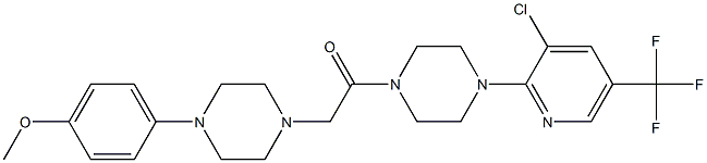 1-{4-[3-chloro-5-(trifluoromethyl)-2-pyridinyl]piperazino}-2-[4-(4-methoxyphenyl)piperazino]-1-ethanone 구조식 이미지