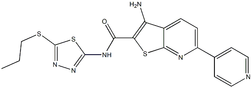 3-amino-N-[5-(propylsulfanyl)-1,3,4-thiadiazol-2-yl]-6-(4-pyridinyl)thieno[2,3-b]pyridine-2-carboxamide Structure