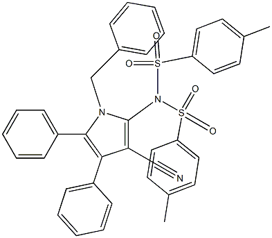 N-(1-benzyl-3-cyano-4,5-diphenyl-1H-pyrrol-2-yl)-4-methyl-N-[(4-methylphenyl)sulfonyl]benzenesulfonamide 구조식 이미지