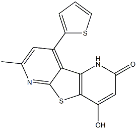 4-hydroxy-7-methyl-9-(2-thienyl)pyrido[2',3':4,5]thieno[2,3-b]pyridin-2(1H)-one Structure