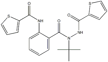 N-(2-{[1-(tert-butyl)-2-(2-thienylcarbonyl)hydrazino]carbonyl}phenyl)-2-thiophenecarboxamide 구조식 이미지