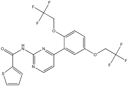 N2-{4-[2,5-di(2,2,2-trifluoroethoxy)phenyl]pyrimidin-2-yl}thiophene-2-carboxamide 구조식 이미지
